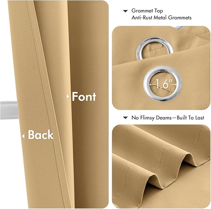 MIULEE Blackout Curtains for Bedroom 2 Panels 40 x 54 Inch Long Gold | Thermal - Image 4