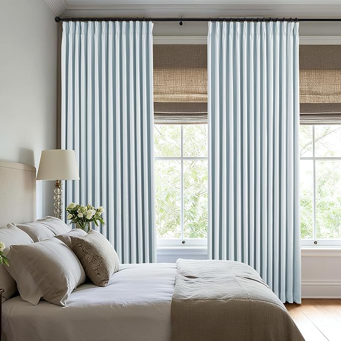 Pinch Pleated Linen Curtains 100% Blackout 102 Inches Long - Image 4