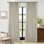 Oatmeal Pinch Pleated Blackout Linen Curtains 108 Inches Long | Black Out by Twodrapes