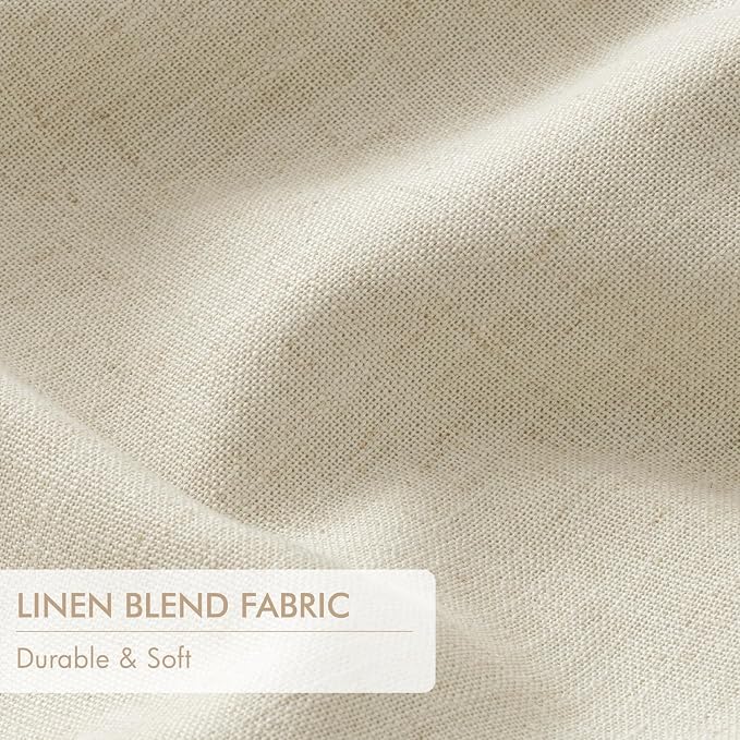 MIULEE Cream Pinch Pleated 100% Blackout Linen Curtains 40x96 Inches | Room - Image 6