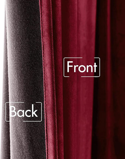MIULEE Velvet Curtains 52x84 inches 2 Panels Burgundy Red Blackout Curtains | - Image 6