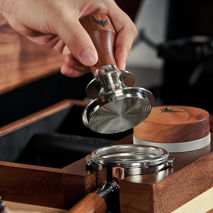 58.5mm Gaggia Classic Pro, E24, Evo Accessories by KNODOS Premium 58mm Bottomless Portafilter, Precision 58.5mm Calibrated Tamper & 58.5 mm Adjustable Coffee Distributor