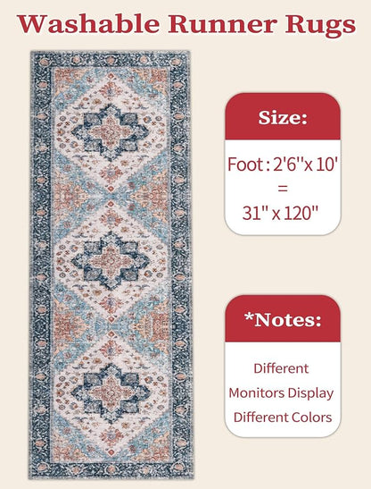 SERISSA 2'6"x10' Washable Non Slip Boho Runner Rug - Image 2