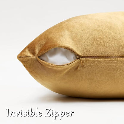 GIGIZAZA Golden Throw Pillow Covers 18x18 Decorative Velvet Cushion Covers Pack - Image 4