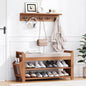 PETKABOO 31.5" Shoe Bench with Coat Rack Hidden Drawer and Side Holder by PETKABOO