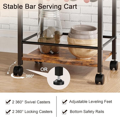 Bar Cart, Home Bar Serving Cart, Mobile Kitchen Carts - Image 6
