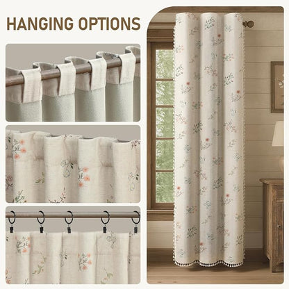 Boho Floral 100% Blackout Curtains 84 Inch 2 Panels 40" W x 84" L | Farmhouse - Image 6