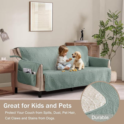 Soft Sage Quilted Couch Cover - Image 8