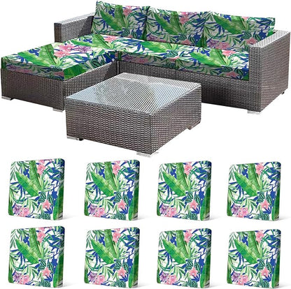 CALBODE 8 Pcs Outdoor Seat Cushion Covers, Tropical Plant | Botanical Chair by CALBODE