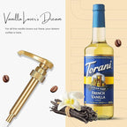 Jimoco® Syrup Pump Dispenser + Torani® Sugar Free French Vanilla Syrup, 25.4 oz - Coffee Syrup Pump & Flavoring Bundle