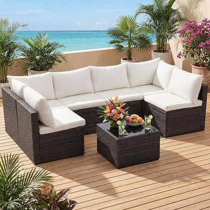 NEWBULIG 7-Piece Outdoor Patio Sectional Sofa, Weather-Resistant Modular Wicker - Image 10