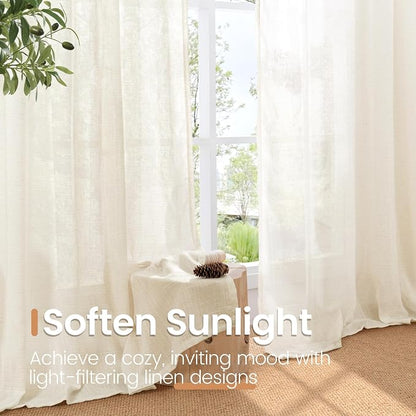 BGment Short Ivory Linen Curtains 40 Inches Long - Image 5