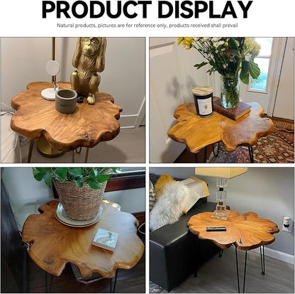 19.5 Inch Live Edge Side Table, Wood Small End Table - Image 4