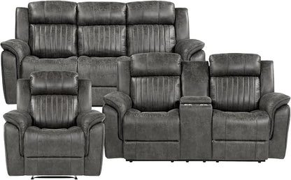 Lexicon Recliner Living Room Set, Home Theater Seating, Manual Polished - Image 3
