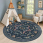 Dark Blue Vintage Playroom Round Rug 6ft, Washable Soft Area Rug by HazoHaus