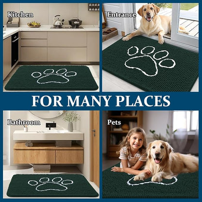 OLANLY Dog Door Mat for Muddy Paws 40x32, Paw Print Design Chenille Mud Mat | - Image 8