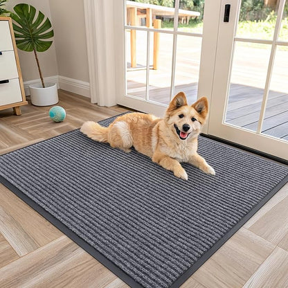 OLANLY Front Door Mat 40x32, Waterproof Heavy-Duty Indoor Outdoor Doormat | Grey by OLANLY