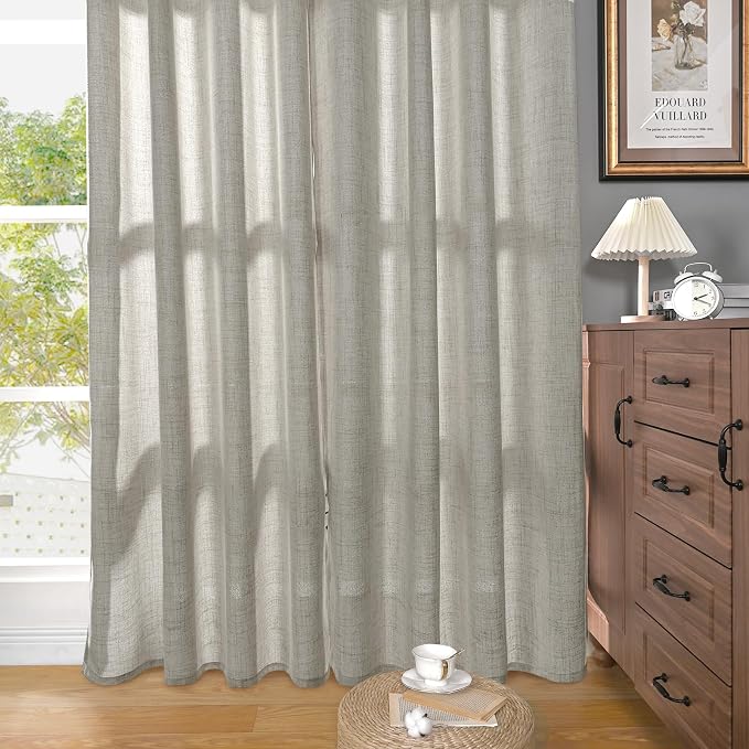 YoungsTex Linen Semi Sheer Curtains 90 Inches Long - Image 7