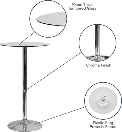 Flash Furniture Kenneth Commercial 23.5" Round Tempered Glass Table - Image 4