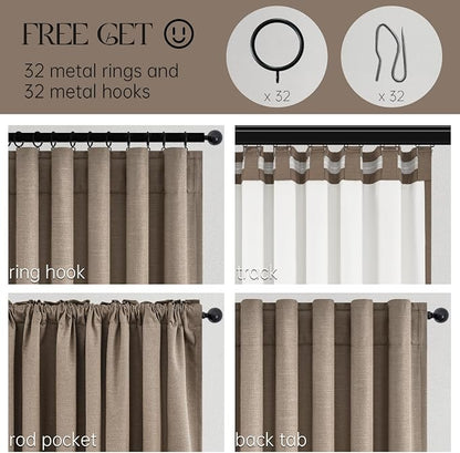 Topfinel 95 inch Bedroom Curtains 2 Panels 100% Blackout Linen Texture Curtain - Image 3