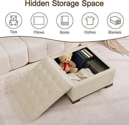 WUTUTUEE 30" Fabric Square Storage Ottoman - Image 7