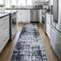 3x14 Washable Runner Rug：Modern Abstract Soft Carpet Dark Black | by FXRHLP