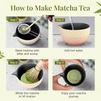 Matcha Whisk Set,includes Matcha Bowl,Matcha Whisk and Holder by Bamboo, Spout, Matcha Sifter Strainer Spoon Scoop Chasen Holder Towel- Perfect Japanese Matcha Set(8 Pcs Pink)