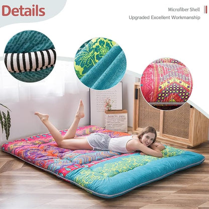 MAXYOYO Bohemian Futon Floor Mattress Boho Floral Style Japanese Tatami Mat - Image 4
