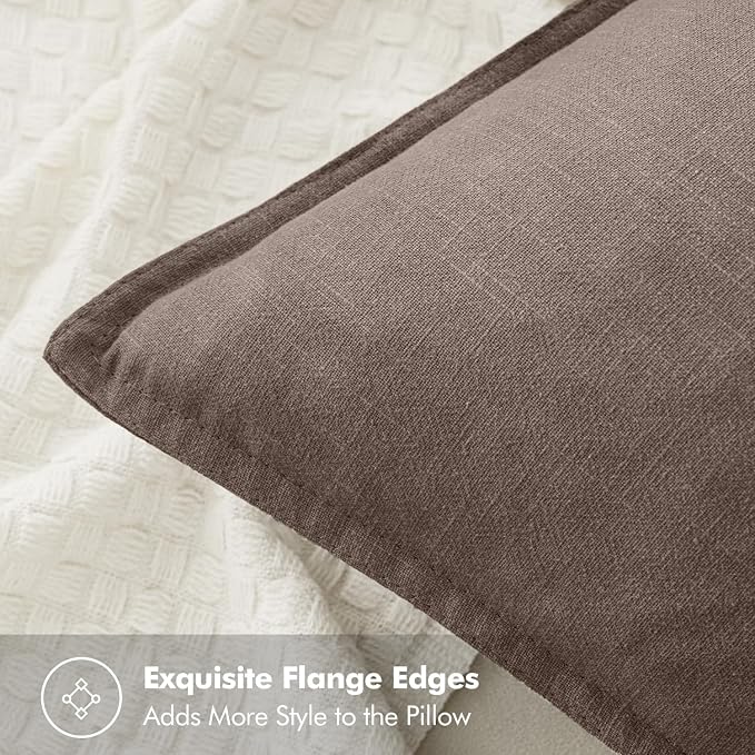 MIULEE Decorative Linen Euro Sham Pillow Covers 24x24 Malt Ball | Boho - Image 2
