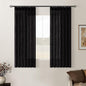 Black Pinch Pleated Linen Semi Sheer Curtains 45 Inch Length 2 Panels Set | by Twodrapes