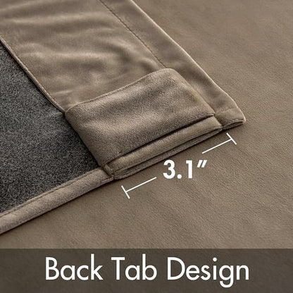 MIULEE Velvet Curtains 52x90 inches 2 Panels Light Taupe Blackout Curtains | - Image 3