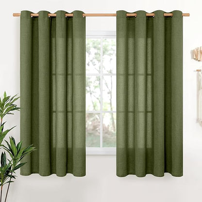 YoungsTex Olive Green Linen Curtains 63 Inch Length by YoungsTex