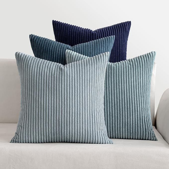 MIULEE Soft Corduroy Decorative Throw Pillow Covers Blue Navy Series 20x20 | by MIULEE