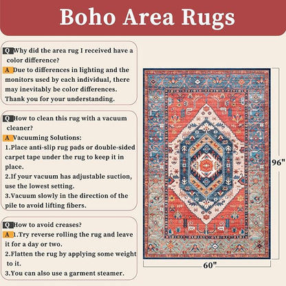SERISSA 5x8 Washable Non Slip Boho Area Rug - Image 2