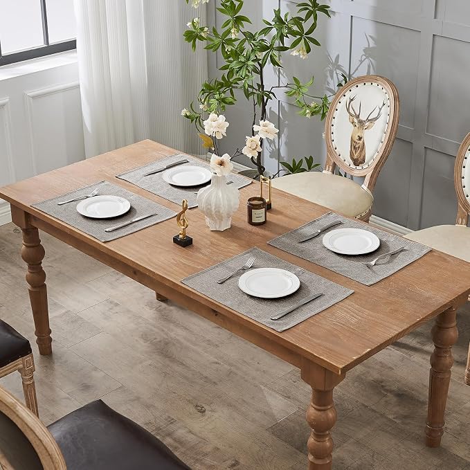 BALCONY & FALCON Placemats Set of 6 Faux Linen Cloth Place Mats Washable - Image 7