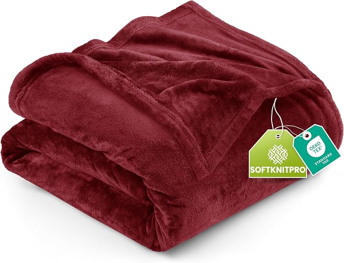 Utopia Bedding Soft Fleece Bed Blanket Queen Size Burgundy | Microfiber Plush by UTOPIABEDDING