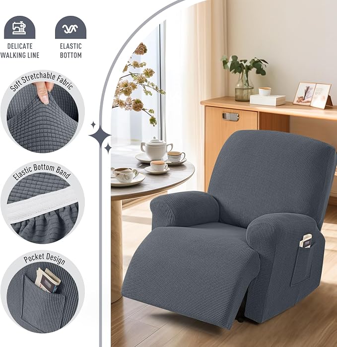 TAOCOCO Recliner Cover 4-Pieces, Recliner Stretch Sofa Slipcover, Recliner - Image 3