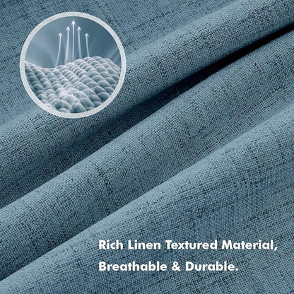 MIULEE 100% Blackout Linen Curtains 42 x 84 Inch Stone Blue 2 Panels | Thermal - Image 3