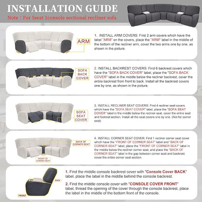 100% Waterproof Sectional Recliner Couch Covers - Image 7