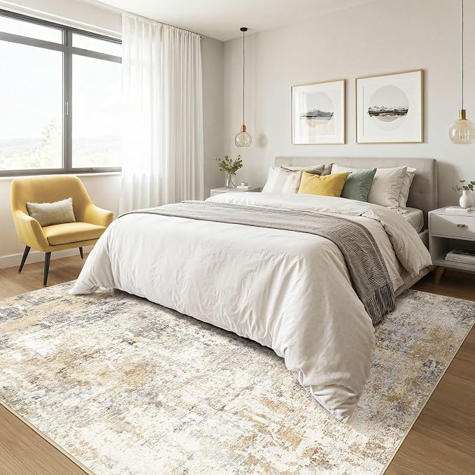 LOONGRUG Square Rug 8x8 Washable Large Neutral Modern Abstract Area Rugs | Soft - Image 4