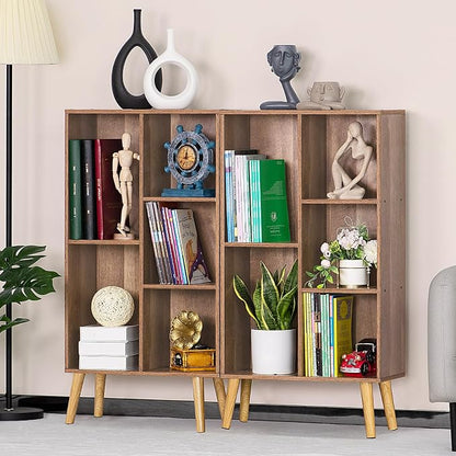 5 Cube Small Bookshelf, 3 Tier Mid-Century Modern Bookcase - Image 5