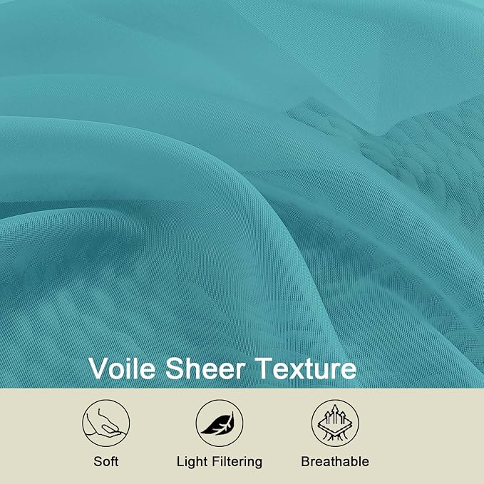 Cafe Curtains 36 Inch Length Tier 2 Pieces, Modern Soft Airy Sheer Kitchen - Image 3