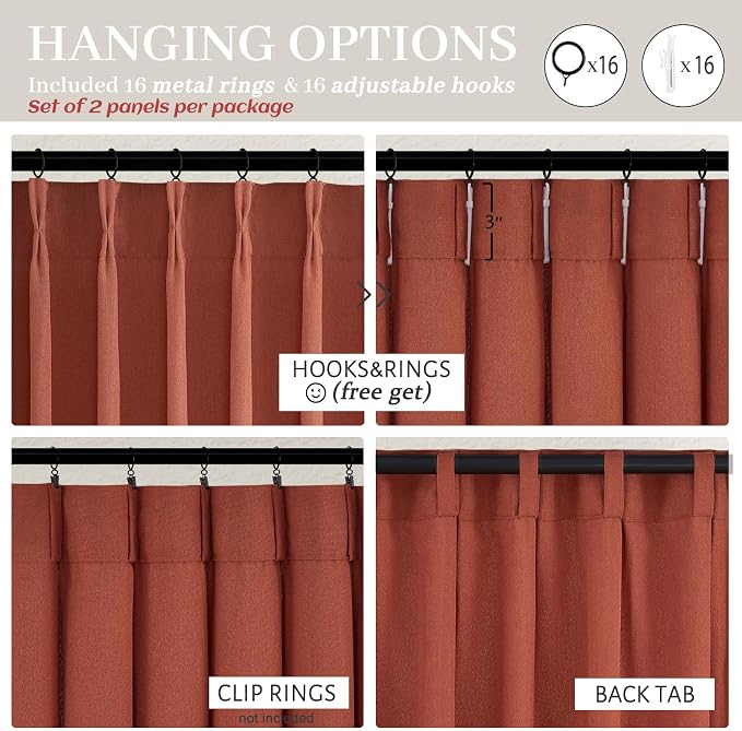 Extra Long Burnt Orange Sheer Fall Curtains & Drapes 108 Inches Long 2 Panels - Image 4