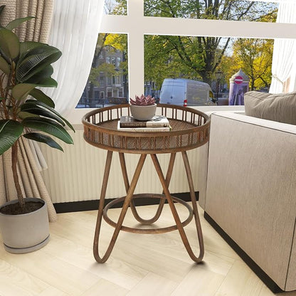 FINECASA Rattan Side Table - Image 4