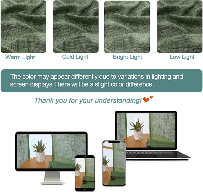 Chyhomenyc Semi Sheer Curtains 63 Inch Length 2 Panels - Image 3