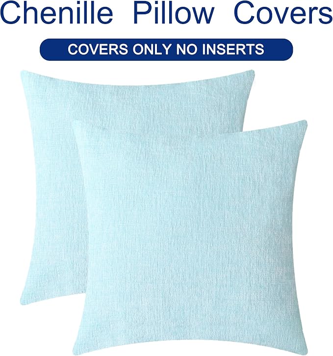 CaliTime Decorative Throw Pillow Covers 16 X 16 Inches Light Blue Grey | Pack - Image 6