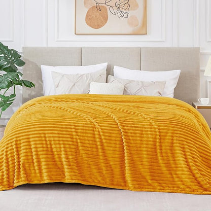BEDELITE 3D Ribbed Mustard Yellow King Size Blankets - Image 2