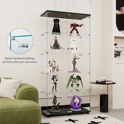 FLYMUHJIA Curio Cabinets with Tempered Glass High Cabinet with Shelves Glass - Image 7