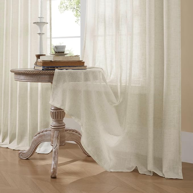 Joydeco Linen Curtains 96 Inch Length 2 Panel Sets, Light Filtering Curtains - Image 5