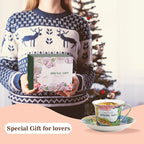 ACMLIFE Porcelain Tea Set for Adults, 15-Piece Green Bone China Tea Set for Women, Tea Cups and Saucers Set Service for 4, Gift (green, large set 13)
